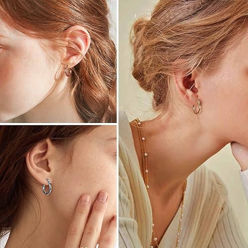 Miniatura 8 de Jstyle 3-4pares de aretes argollas de acero inoxidable, aro de 10mm-50mm para mujer