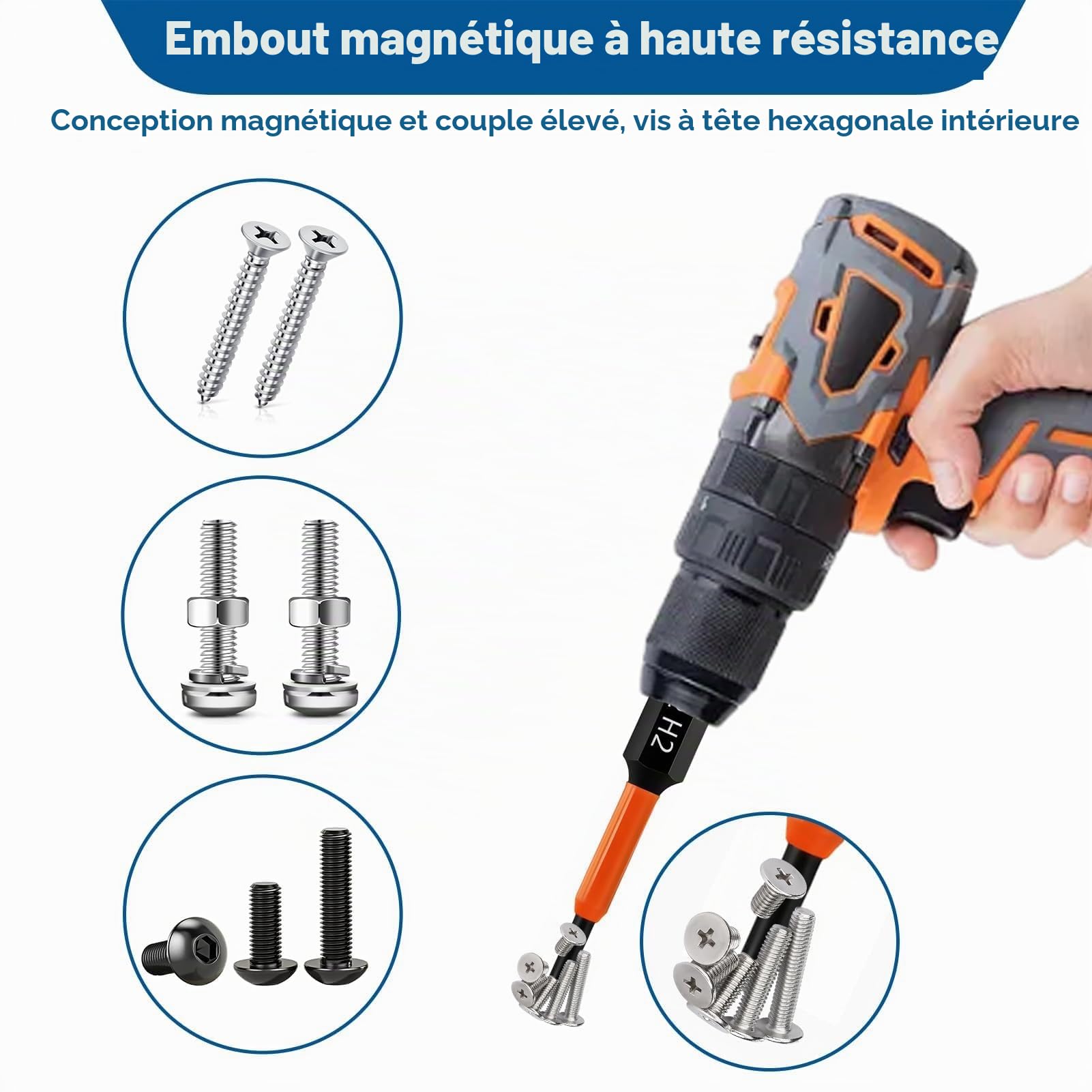 Embout Visseuse Hexagonale Longueur 50mm, Jeu de 9 Embout Allen Magnétiques H1.5-H10 1/4" en Acier S2 Hex Tige Tournevis Allen à Aimanté Choc pour Visseuse Électrique Perceuse Sans Fil et Tournevis