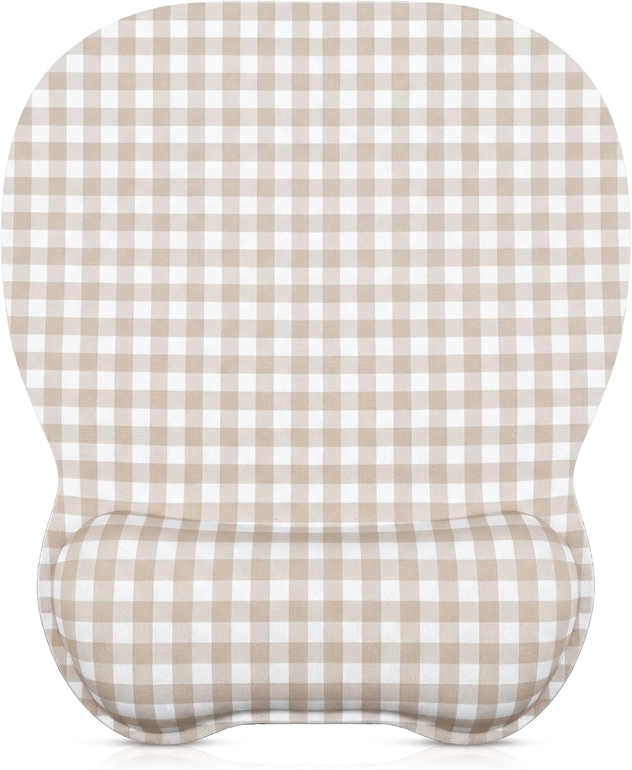 Sabary Khaki Gingham Mouse Pad with Wrist Rest Checkered Mouse Pad