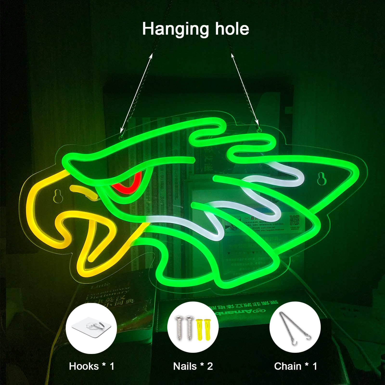 Insegne al neon con aquila a LED, per decorazione da parete, luci al neon dimmerabili, con aquila, da appendere, per camera da letto, bar, uomo, grotta, club, dormitorio, appassionati di sport