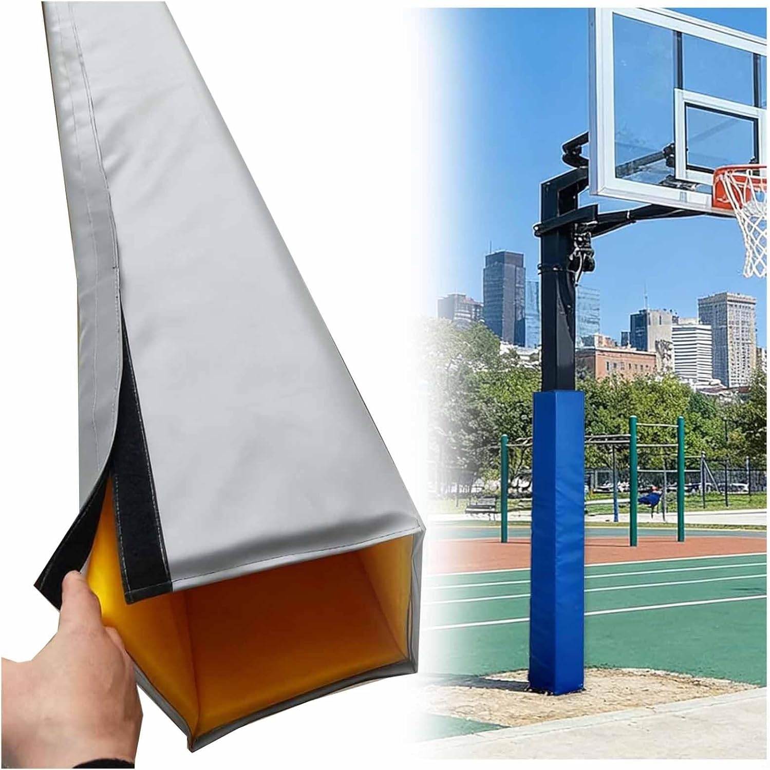 5ft Basement Pole Wrap Indoor Outdoor Pole Crash Pad, Garage Football Parking Lot Post Protector Cover(Gray,9"x9"(23x23cm))