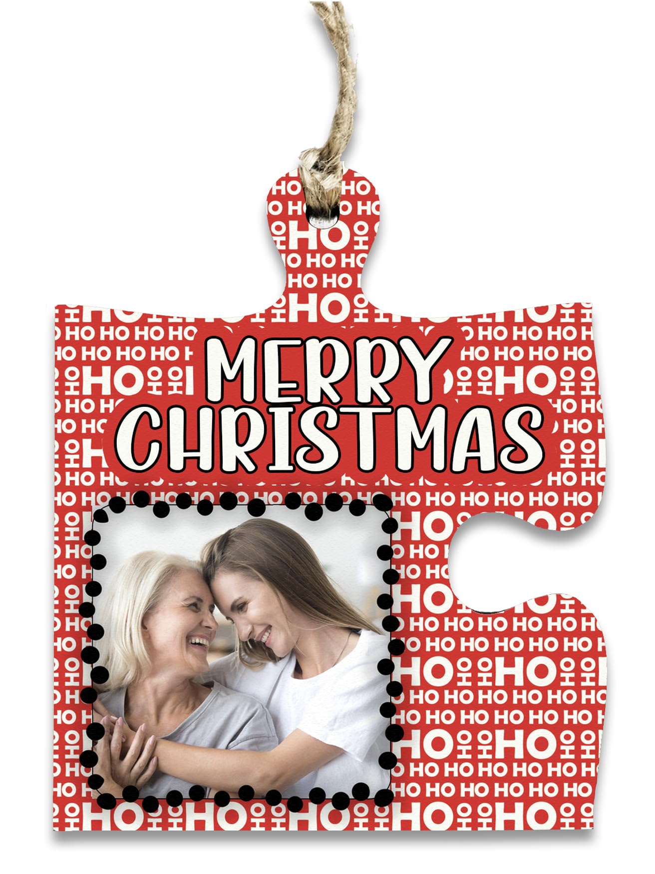 The Plum Penguin Multicolour Personalised Merry Christmas Hanging Jigsaw Puzzle Piece Photo Gift Tag Bauble Sign Ornament