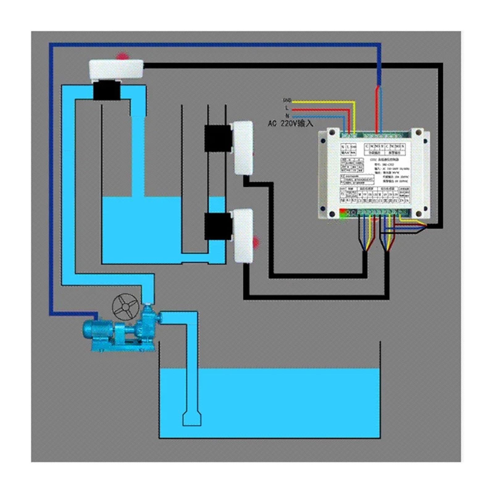Contrôleur sans contact à trois sondes de type tube/pompe eau Capteur niveau liquide transmission automatique d'eau haut et bas Industriel