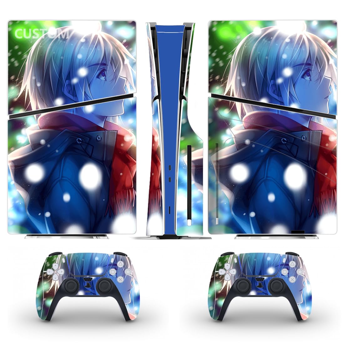 Niestandardowa winylowa skórka naklejka pokrowiec na konsolę PS5 Slim Disc Edition i kontroler spersonalizowana PS5 cienka skórka naklejka naklejka naklejka