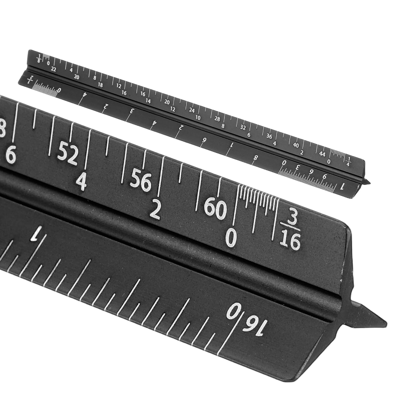 sourcing map Architectural Scale Ruler, 7 Inch Standard Aluminum Alloy Architect Triangular Small Scale Laser-Etched Blueprint Drafting Ruler for Architects Engineers, Black