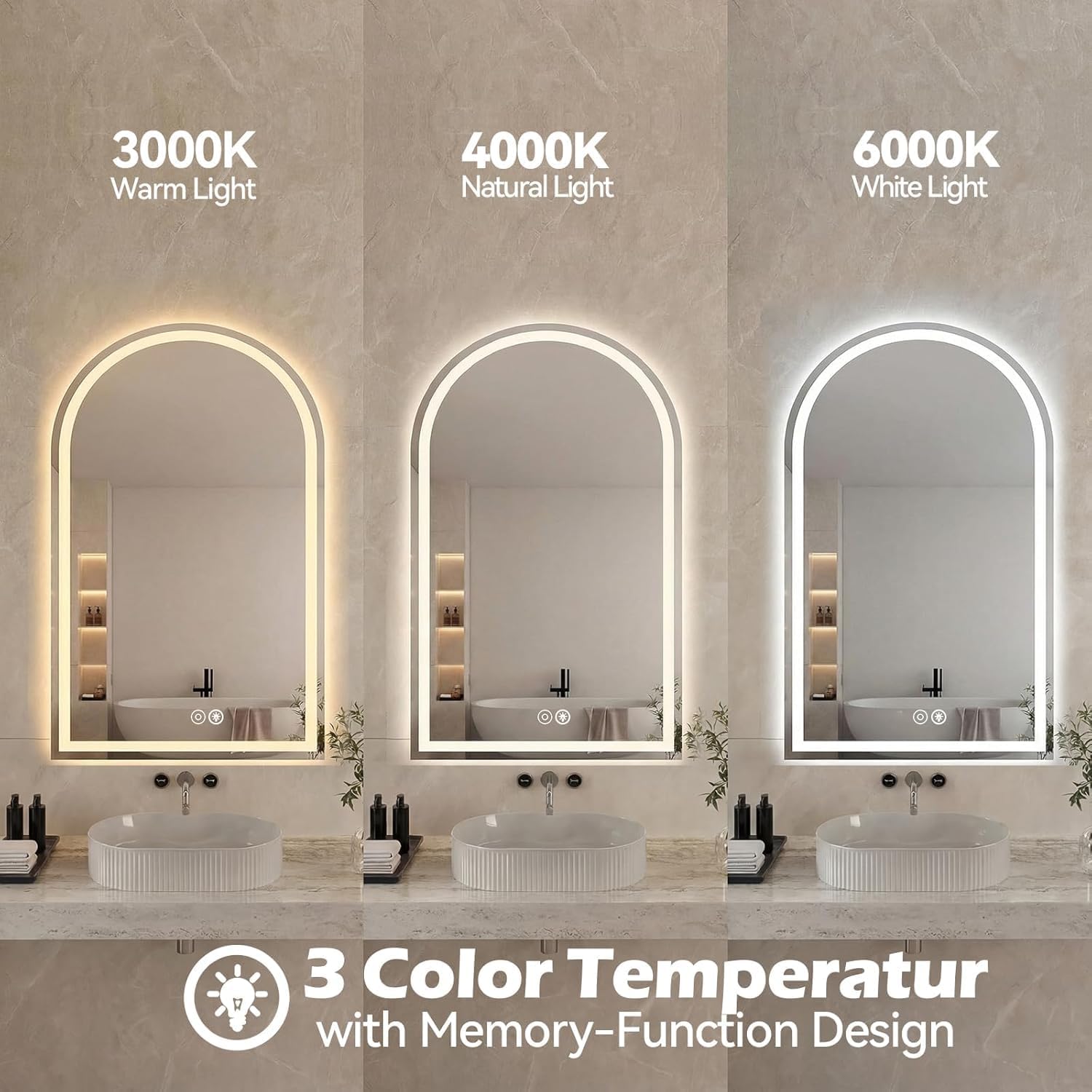 Simple Deluxe 20x28 inch Arched Mirror for Bathroom Vanity Mirror or Wall Decor, Arch Mirror Brushed Metal Frame, Wall Mounted Mirror for Bathroom LivingRoom Bedroom Entryway(20''×28'')