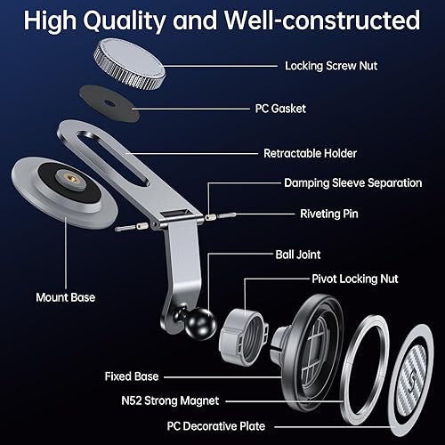 Vista 24 de SYNCWIRE Se adapta a MagSafe - Soporte de automóvil para tablero universal, pantalla Tesla, soporte magnético para teléfono para automóvil, brazo
