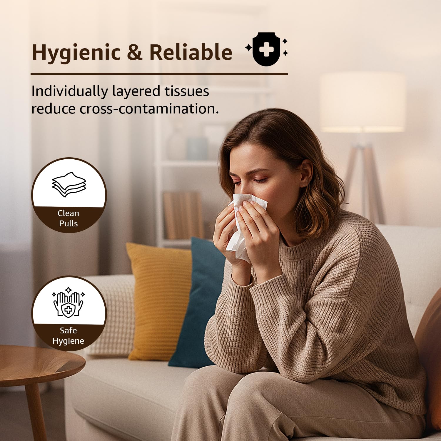 Amazon Basics 2 Ply Facial Tissue Box | 1200 Pulls | 200 Pulls X Pack of 6 | Home | Soft & Highly Absorbent Tissues 3