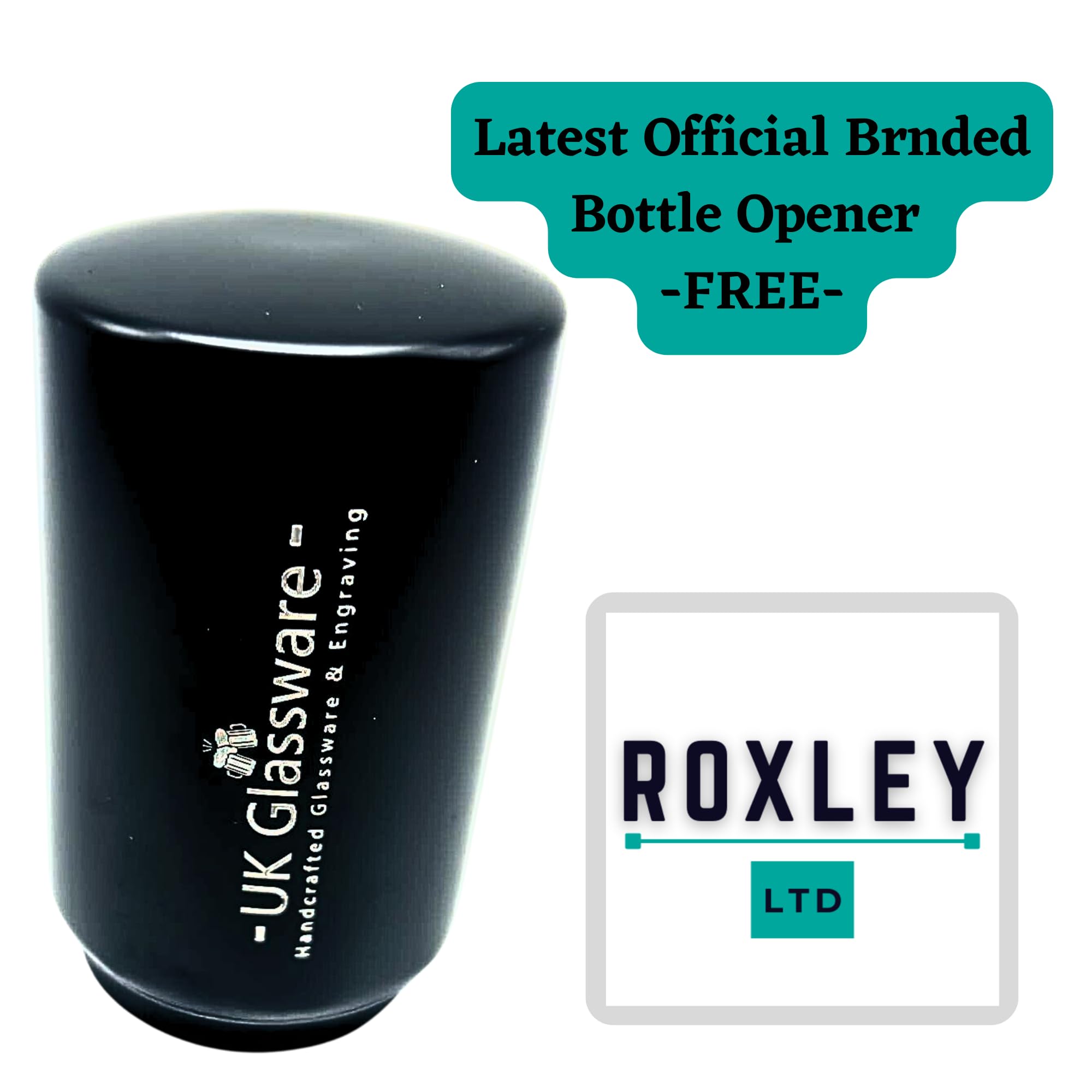 Roxley Strongbow M23 – Set Di 2 Bicchieri Da Pinta 56 Cl Con Apribottiglie E Sottobicchieri Brandizzati
