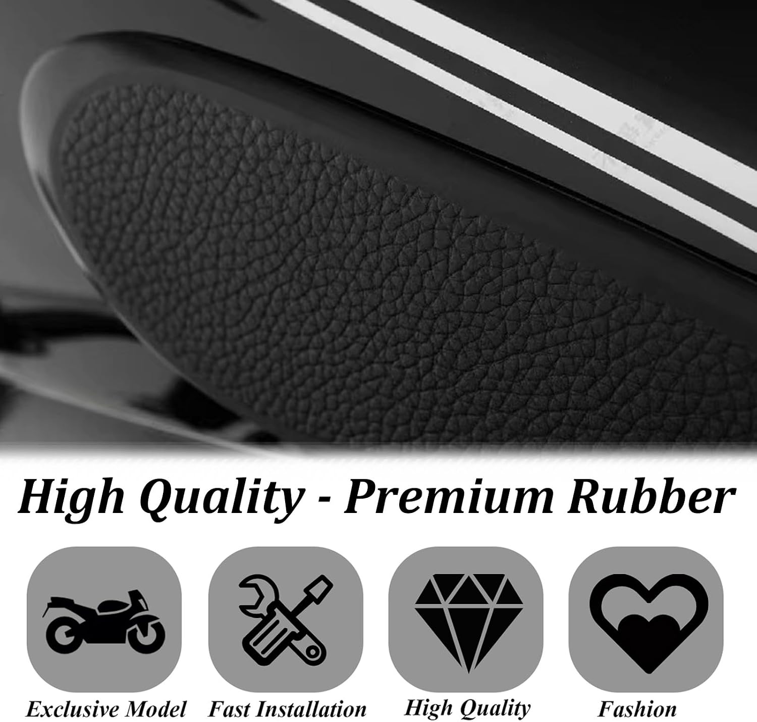 Compatible with BMW R18 Classic R 18 2020 - Motorcycle Side Fuel Tank Pad Protector Stickers Decal Anti Slip Gas Knee Grip Traction Pad Tank Pads Self-Adhesive Motorbike Accessories, Black