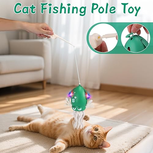 Miniatura 5 de Juguete interactivo para gatos, juguete de pulpo bailarín con 2 modos de movimiento y balanceo, juguetes recargables para gatos de interior con