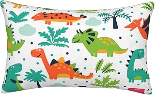 MZERSE Velvet Pillowcases Compatible with Cute Funny Cartoon Dinosaurs, Soft and Cozy Decorative Pillow Cases with Hidden Zipper for Bedroom, Sofa, Couch, 14x20 Inches