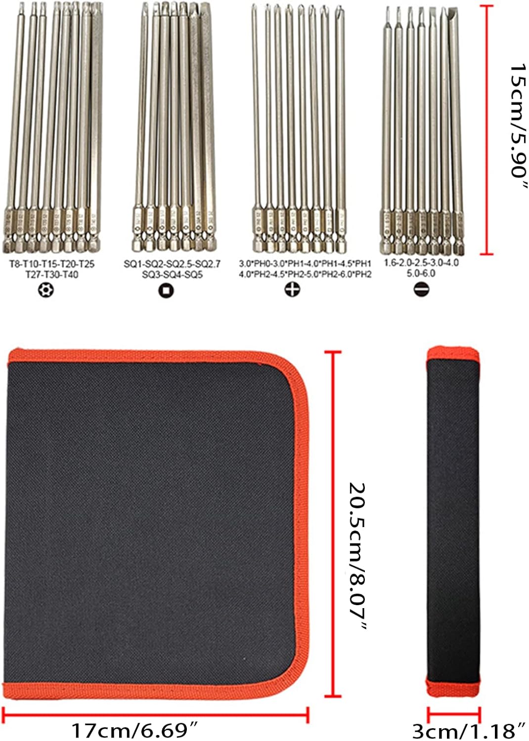 30 Pieces Resistance Screwdriver Bit Set Tool Steel 4 Types Screwdriver Bits Set Slotted/for Square