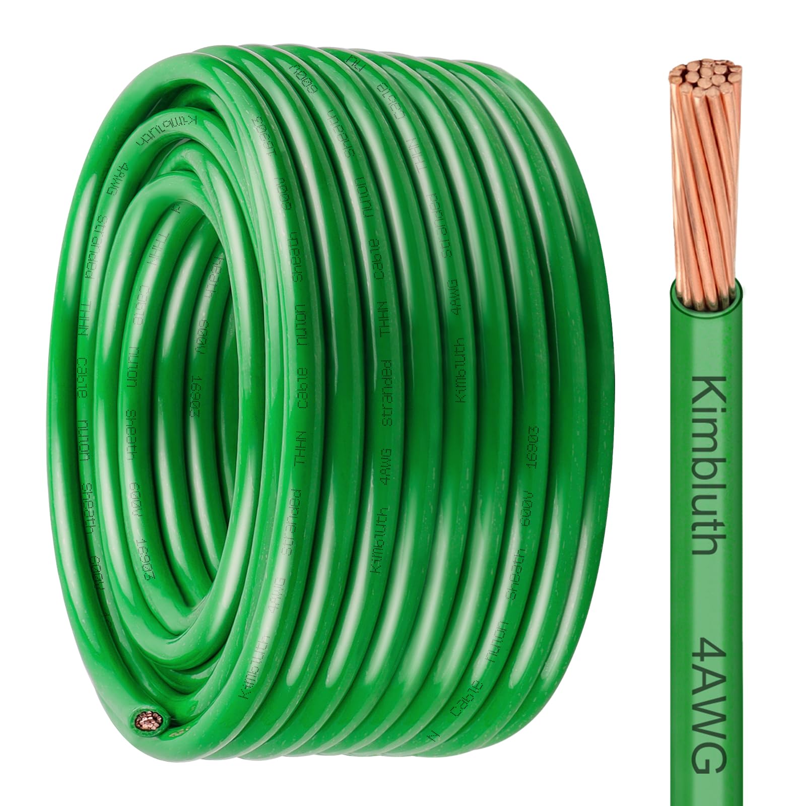 THHN Wire 4 Gauge 100 FT Stranded Copper Wire, 4 AWG Copper Wire Rated up to 600V Building Wire Nylon Jacket for Residential, CNC, Ground, Industrial