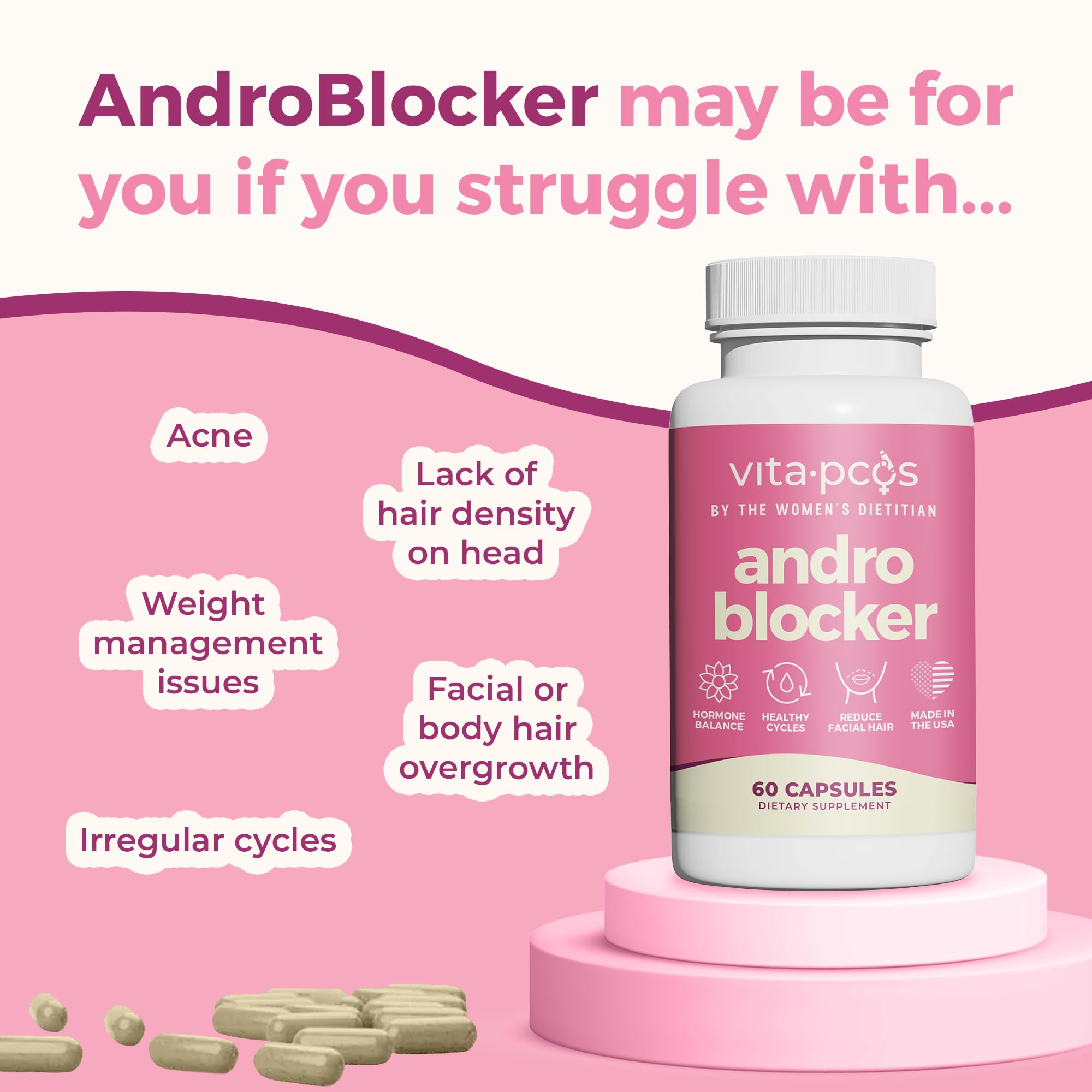 AndroBlocker 8-in-1 Women Supplement with Inositol & Zinc, 60 Capsules — Amazon image 4
