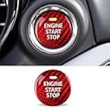 Compatible with Mazda 3 6 CX-3 CX-5 CX-9 MX-5 Miata Accessories Real Carbon Fiber Sporty Car Keyless Engine Start Stop Push Button Cover Trim Sticker -Red