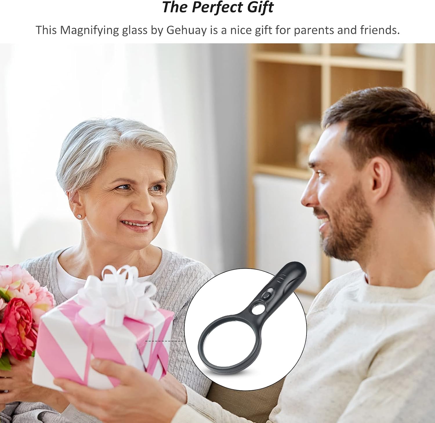 Lighted Magnifying Glass with Light - 3X 45X Handheld Magnifier Glass with 3 Led Light, High Clarity Small Handheld Magnifying Glass for Reading, Seniors, Kids, Jeweler