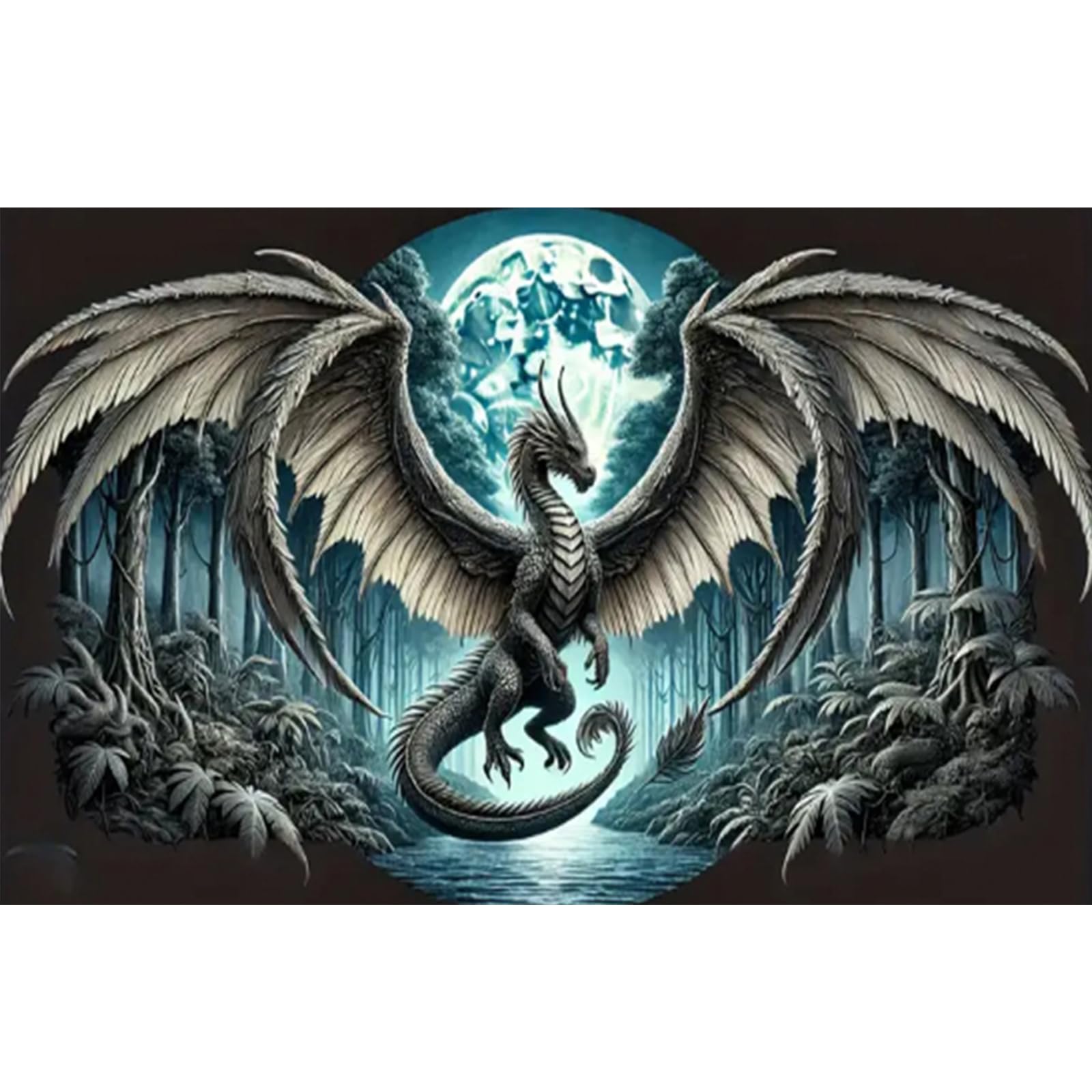 Poetrydraw Dinosaur Full Diy 5D Round Drill Gem Art Diamond Art Painting Kits For Adults/Beginners Gift Idea Home Wall Decor Diamond Art Paintings Picture Arts Craft 21.65X13.78in