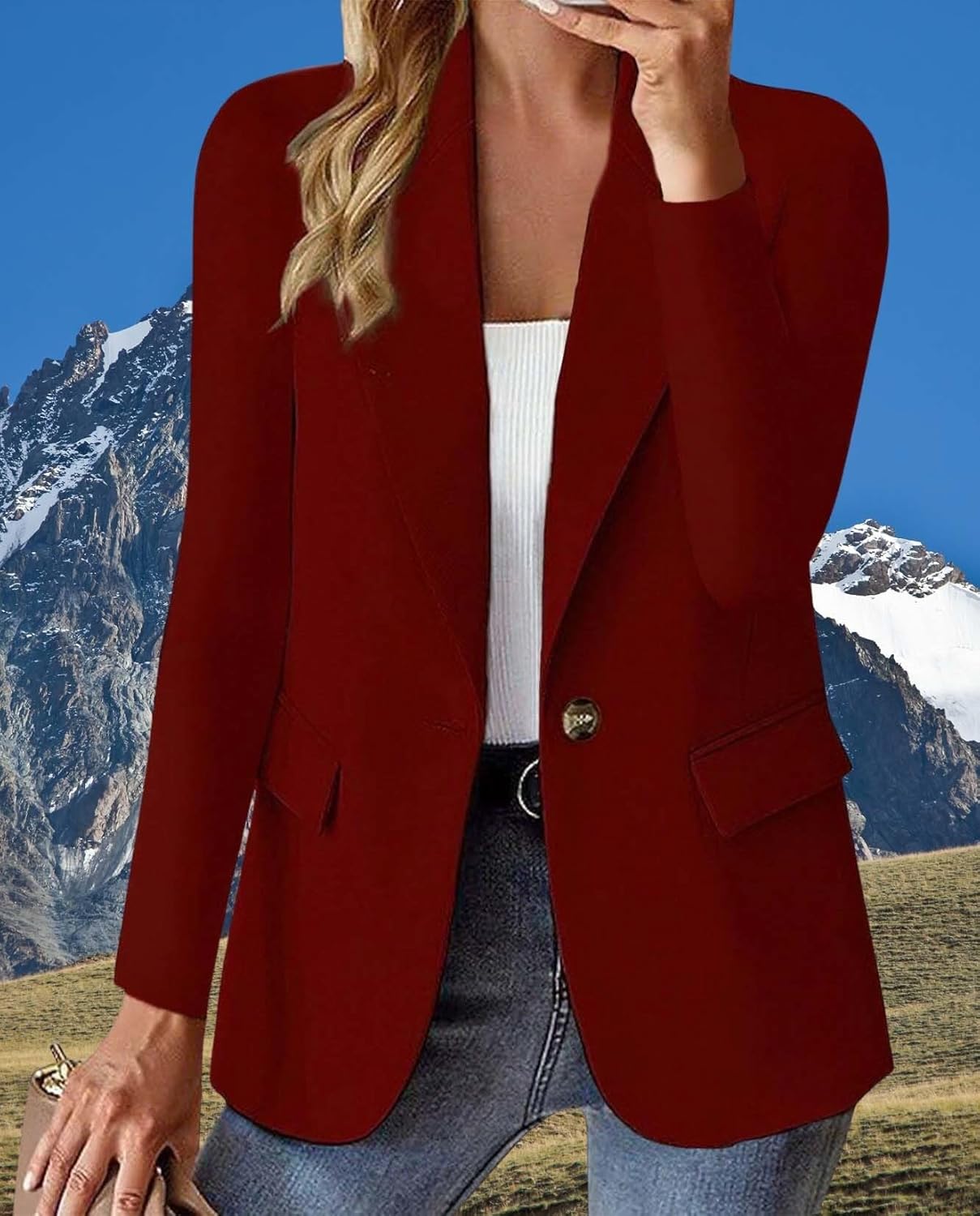 Blazers for Women Business Casual Long Sleeve Oversized Open Front Jacket Work Office Suit Blazer with Pockets