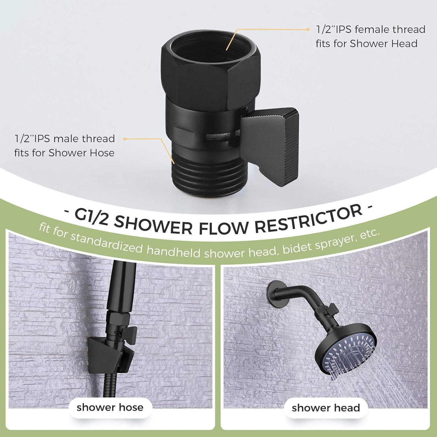 Shower Shut off Vae Matte Bla, Brass Bathroom Water Restrictor