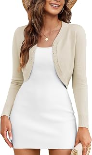 Women's Cropped Cardigan Sweaters Long Sleeve Open Front Bolero Shrugs for Dresses S-XL