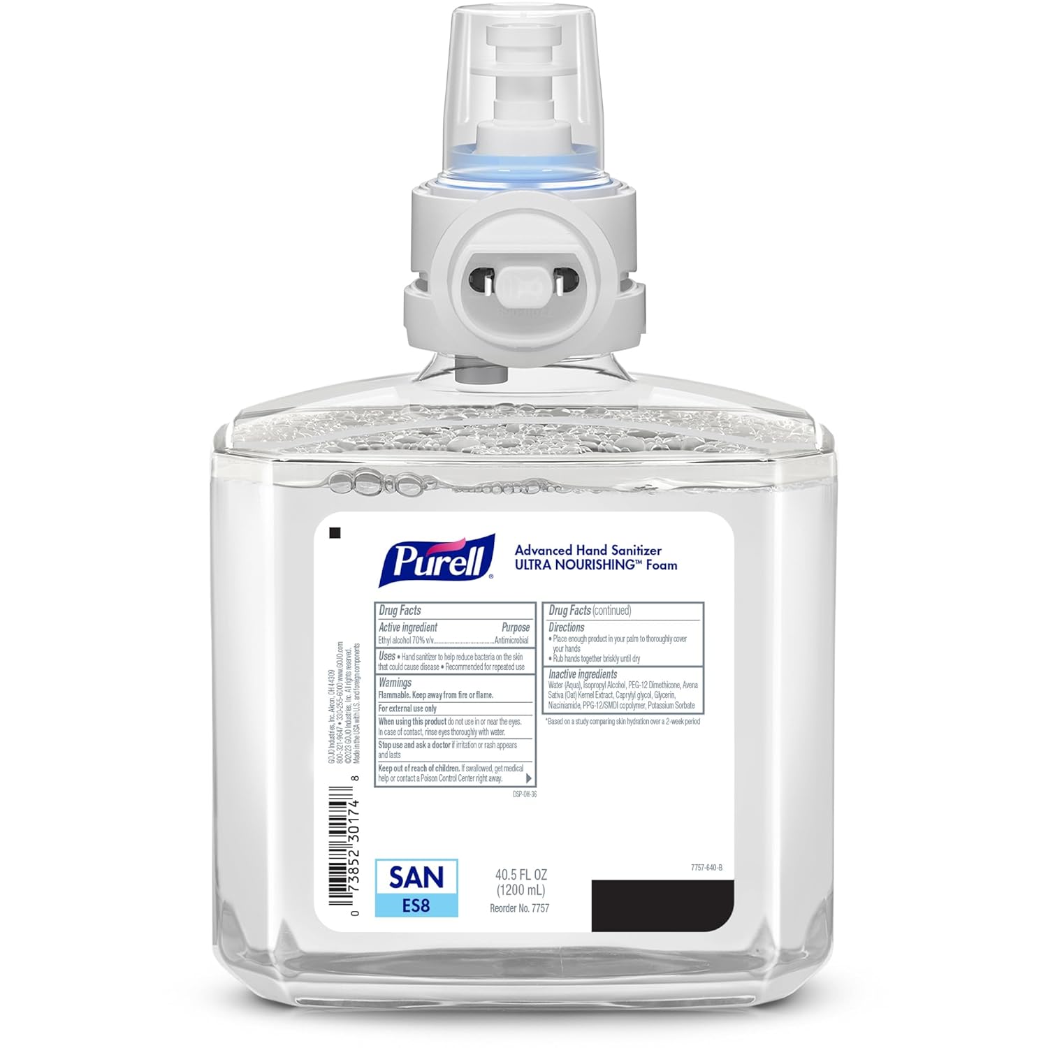 PURELL Advanced Hand Sanitizer Ultra Nourishing Foam, Fragrance Free, 1200 mL Refill for PURELL ES8 Automatic Dispenser (Pack of 2) - 7757-02