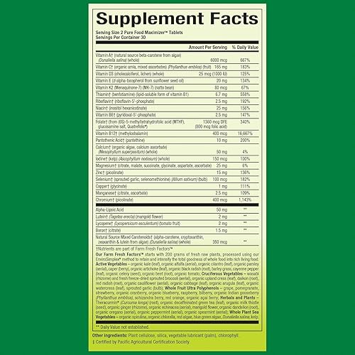 Miniatura 2 de Natural Factors Whole Earth & Sea - Multivitamínico y mineral para mujeres 50+, 1 porción contiene nutrición equivalente a  lb de verduras, 60