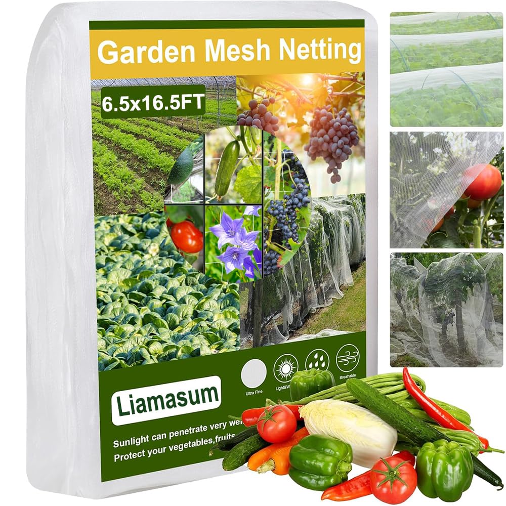 Liamasum White Gardening Mesh Netting Garden Ultra Fine Mesh Net For Pest Barrier Bird Netting Mosquito Net Row Cover Raised Bed To Protect Your Patio Vegetables Plants Fruits And Flowers (2X5m)