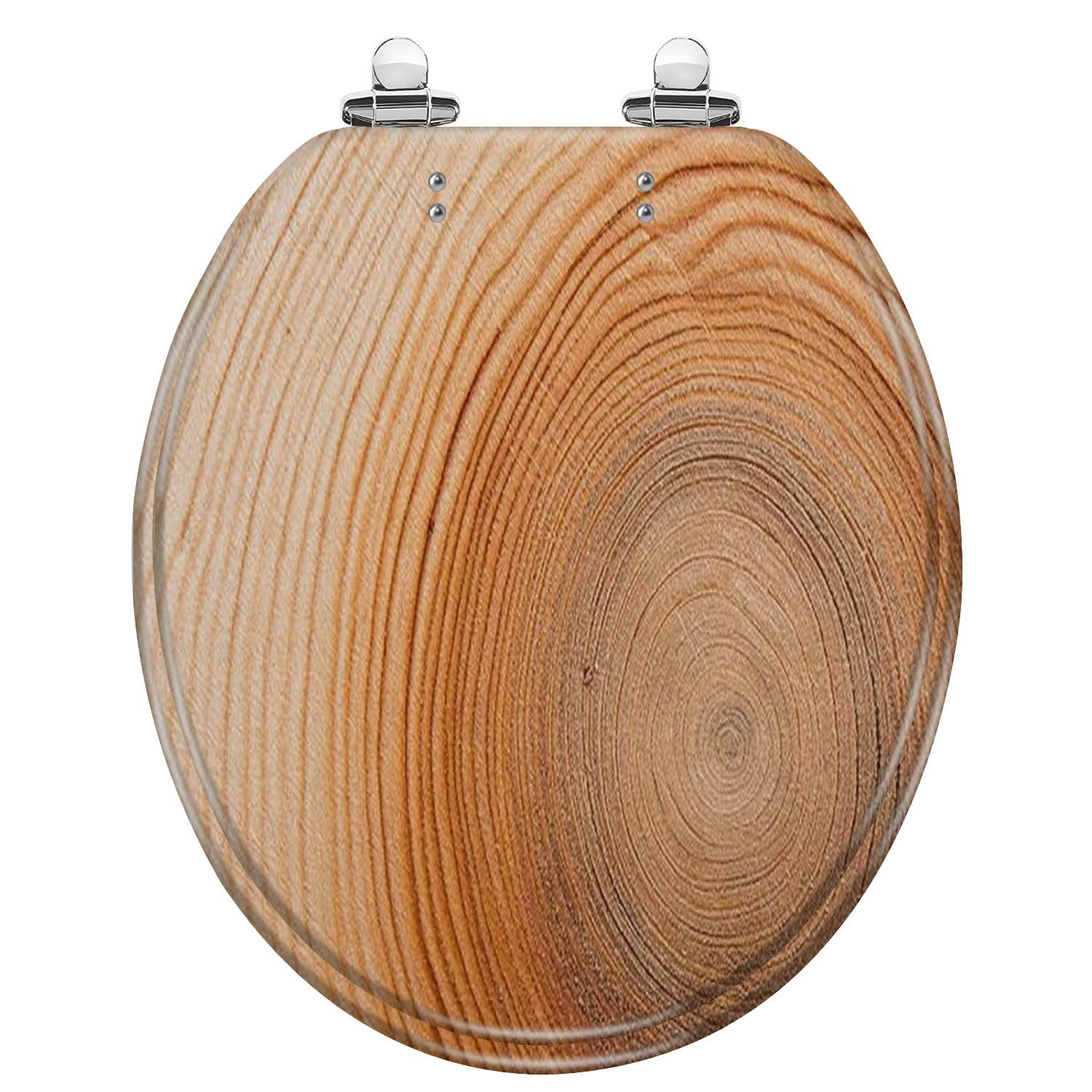 Tazyyzuu Multi3 Cedar Wood Resin Round Toilet Seat With Slow Close Lid Quick Release Hinges Easy Clean Design(,Round)