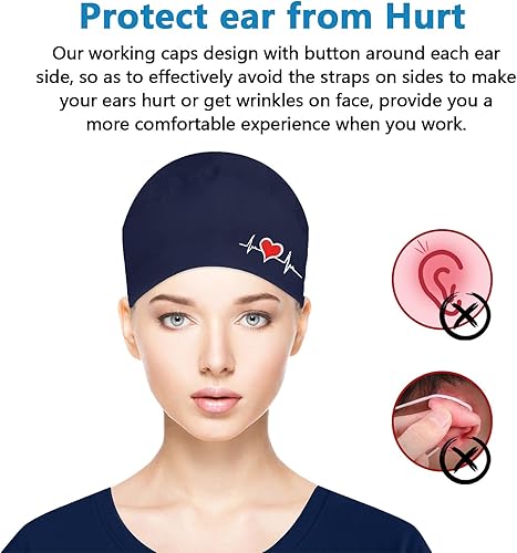 Vista 51 de Fesciory Gorras de trabajo ajustables con botón y banda para el sudor, sombreros de cola de caballo para mujer, cabello largo