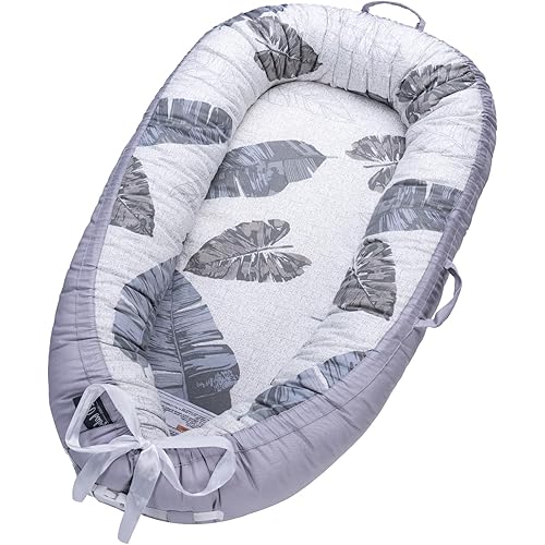 Infant Support Cushions | Baby Lounger | Organic Cotton Infant Lounger | Reversible, Adjustable & Portable Floor Lounger | Supervised Use | Soft, Breathable, Washable Cover(Leaf)
