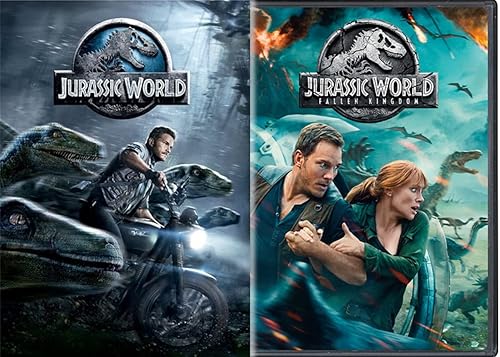 Miniatura 2 de Jurassic World One 1 & Jurassic World Two 2 Fallen Kingdom Double Feature 2 DVD Set Chris Pratt Includes Velociraptor Glossy Print Art Card