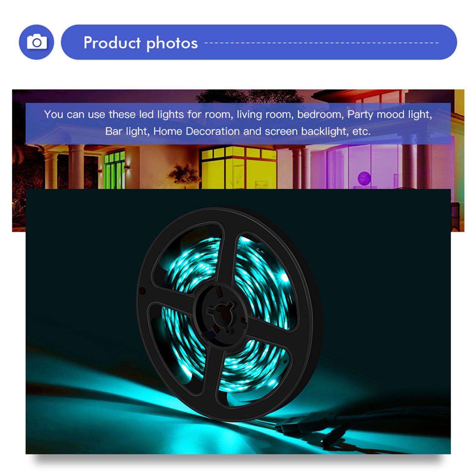 Juego de Tiras de Luces Inteligentes 5050RGB, Tira de Luces LED IP20, aplicación WiFi, Bluetooth, música, 24 Teclas, 12V, 18LM,30M