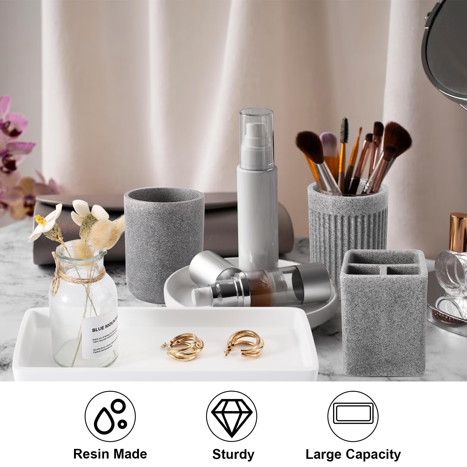 4 Pièces Gobelet Salle de Bain Plastique, Volume Elevé Gobelet pour Brosse à Dents, Tasse de Brosse à Dents, Design de Style Nordique, pour Adultes, Adolescents et Enfants,Couples(Gris 4 Pièces Gobelet Salle de Bain Plastique, Volume Elevé Gobelet pour Brosse à Dents, Tasse de Brosse à Dents, Design de Style Nordique, pour Adultes, Adolescents et Enfants,Couples(Gris