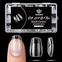 Vista 45 de Modelones Puntas de uñas postizas en forma de almendra medias 510 piezas, uñas acrílicas transparentes a presión con forma previa de cobertura