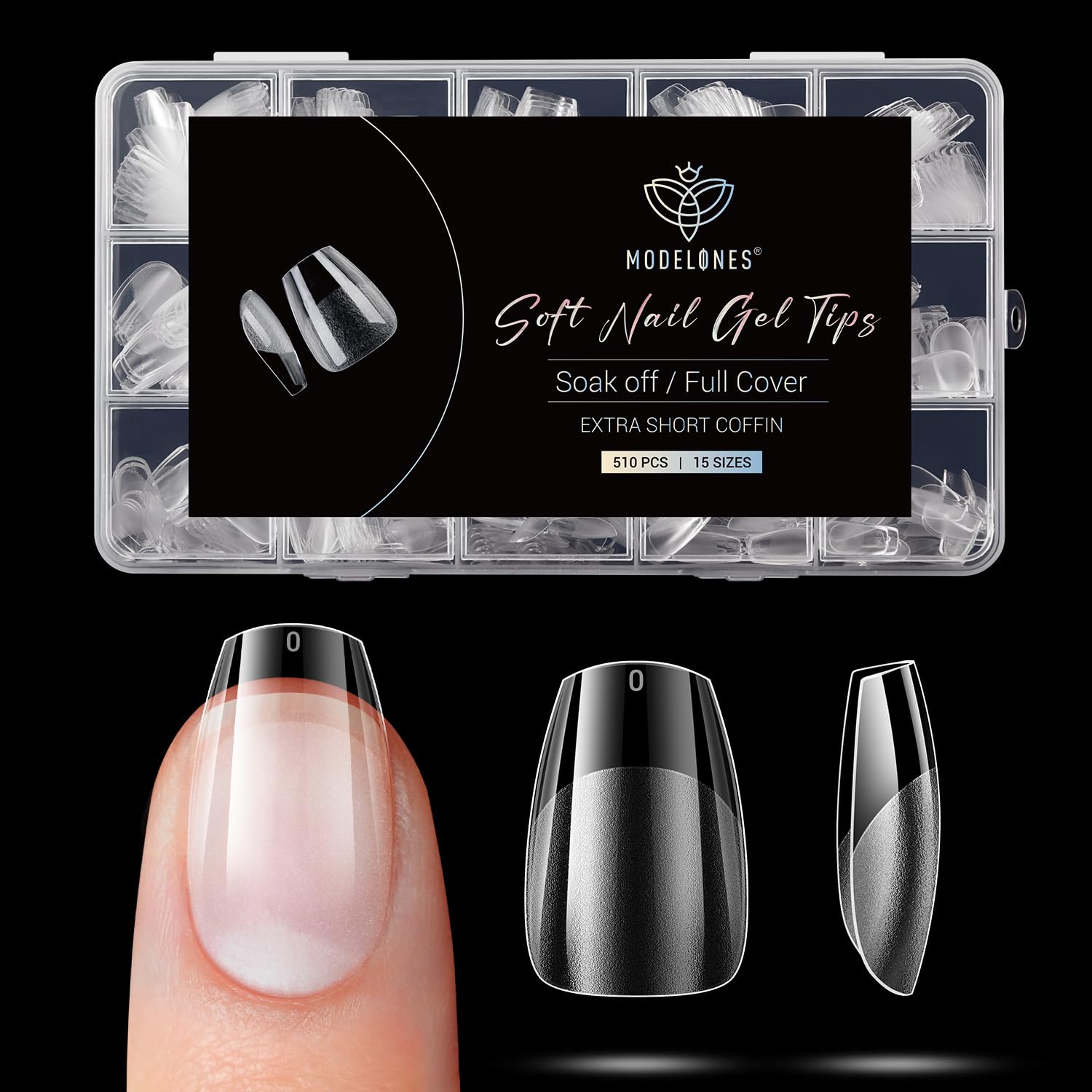 Modelones Nageltips 510 Stück- Full Cover Nail Tips Set,Gel Tips Set, Pre-Buff PMMA Harz Nagelspitzen, Künstliche Nägel Zum Aufkleben Nail Art DIY, XS Almond