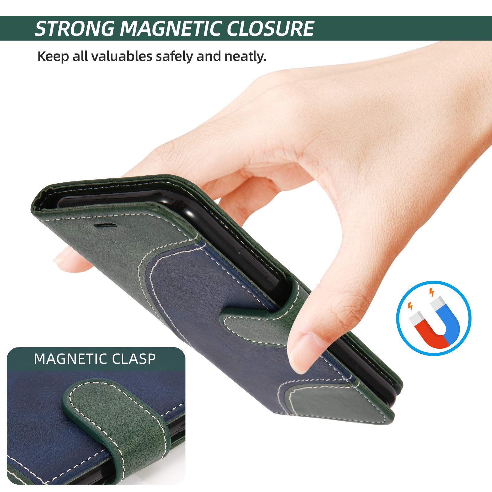 BoxTii Cover per Oppo Realme 7 PRO, Custodia in PU Pelle Portafoglio per Realme 7 PRO, Magnetica Cover a Libro con Slot per Schede, Nero