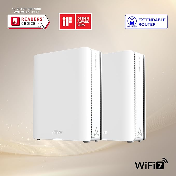 ASUS ZenWiFi BQ16 Pro Quad-Band WiFi 7 Mesh Router (2 Pack) miniatura 2