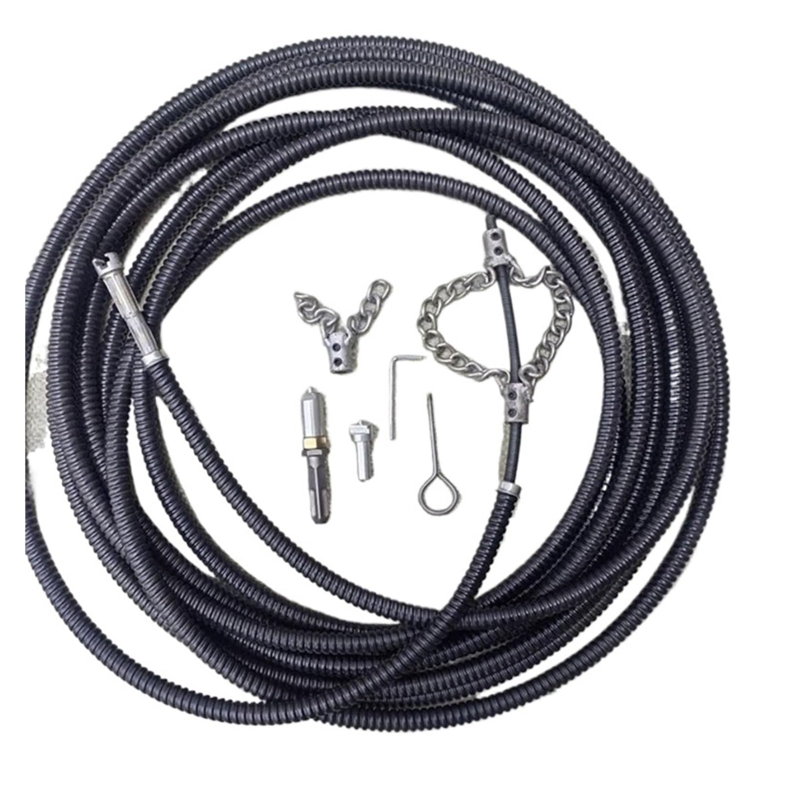Xuro Taladro eléctrico for desatascador de desagües de 1 a 5 metros con extensión, draga for tuberías de alcantarillado, herramientas de fontanería for el hogar.(5 Meter)