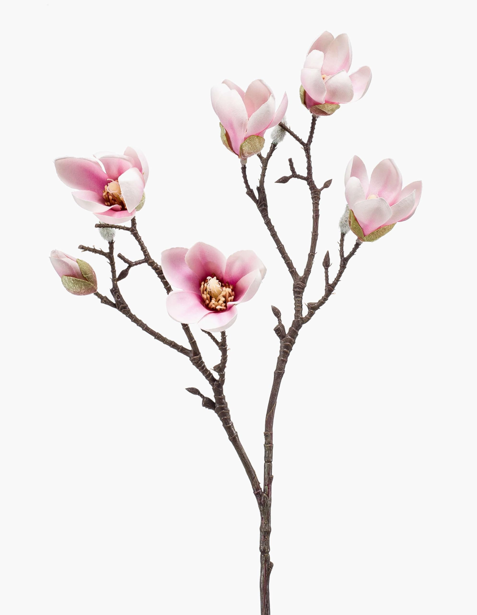 artplants.de Magnolia artificial flowers ANEU, pink, 65cm - Faux magnolia/Silk flower spray