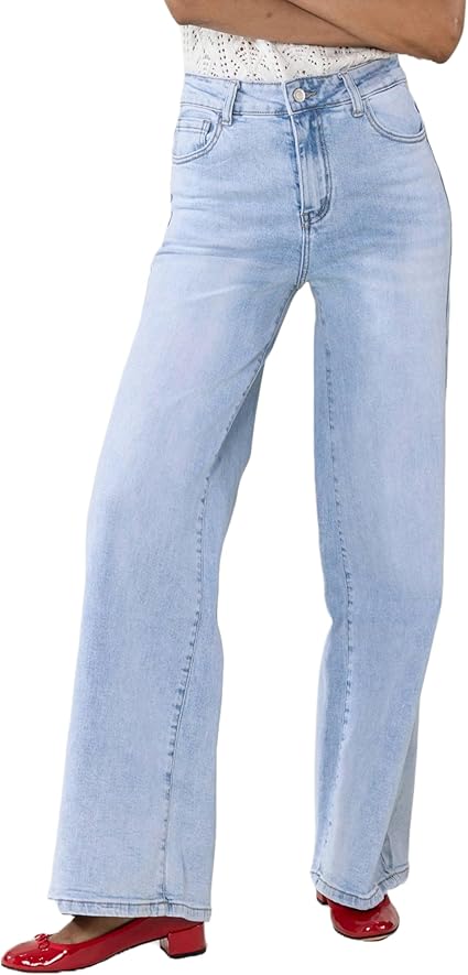 Nina Carter YY300 Damesjeans met hoge taille, wijde pijpen met flare en stretch, gebruikte look, XS/Slank Nina Carter YY300 Damesjeans met hoge taille, wijde pijpen met flare en stretch, gebruikte look, XS/Slank