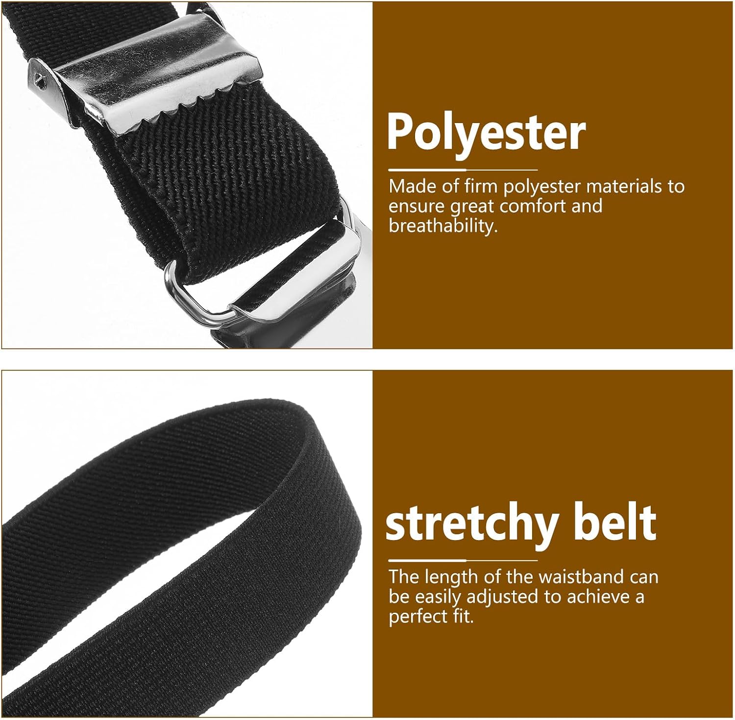 Adjustable Elastic Waist Belt for 2pcs, Stretchy Black Waistband for Boys, Clothing Accessory Suitable for Jeans and School Uniforms