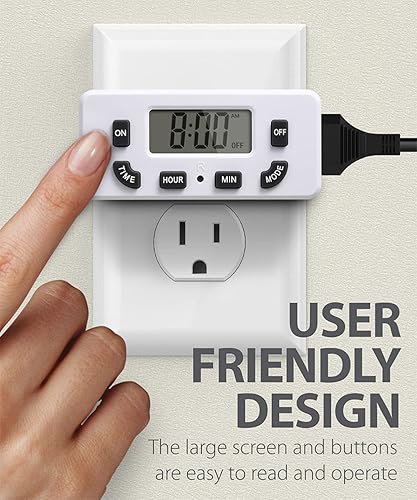 Miniatura 4 de Fosmon Temporizador digital para tomas eléctricas, temporizador de luz programable de 24 horas para interiores, mini enchufe de salida para