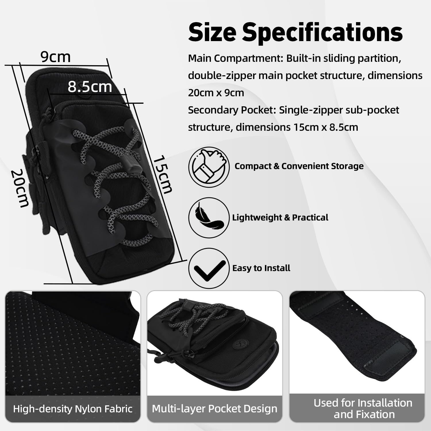 JFG RACING Torba na narzędzia motocyklowe i telefon, torba do przechowywania ramy baterii do Sur Ron S/X Light Bee S/X X160/X260/Eride Pro SS 3.0-czarna