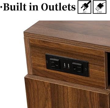 Extendable Dining Room Table with USB & AC for up to 11 People Walnut