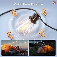 Vista 7 de addlon Tira de luces solares de 54 pies (48+6) para exteriores, impermeable, con puerto USB y control remoto, luces solares regulables para patio