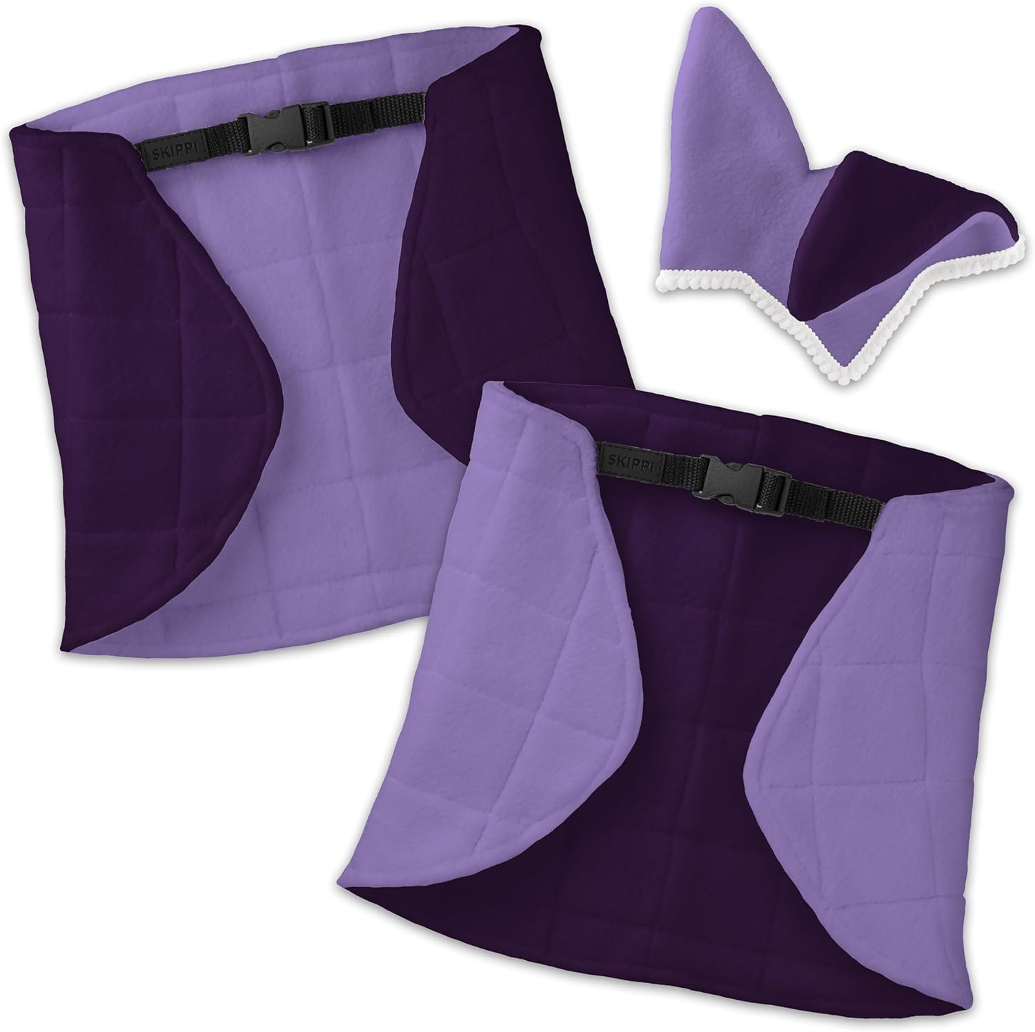 SKIPPI Hobby Horse Blanket and Ear Bonnet - Lilac and Plum, Hobby Horse Accessories