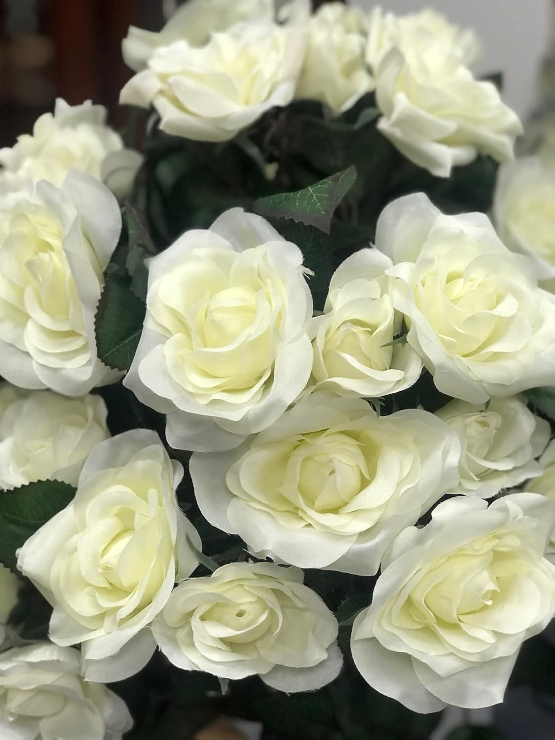 AMERIQUE Pair 4 Feet Gorgeous & Lifelike Artificial Trees, Nursery Pot, Real Touch Tech, 4' with 48 Rose Flowers Each, Green & White