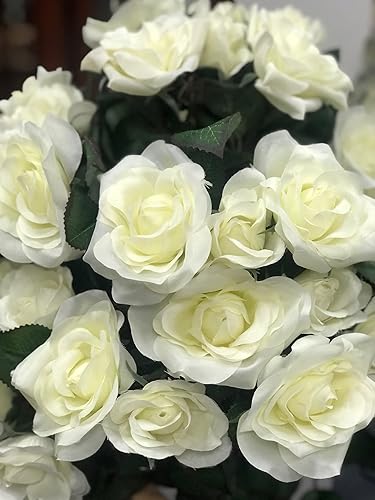 Miniatura 2 de AMERIQUE Par de árboles artificiales hermosos y realistas de 4 pies, maceta de guardería, tecnología de tacto real, 4 pies con 48 rosas cada una,