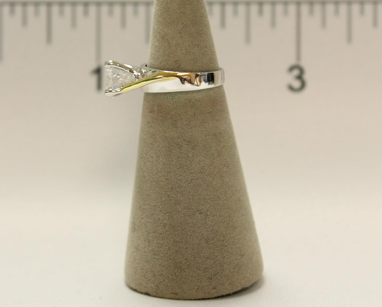 Women's Rhodium Plated Dress Ring Two Tone Round Cut Solitaire CZ 099